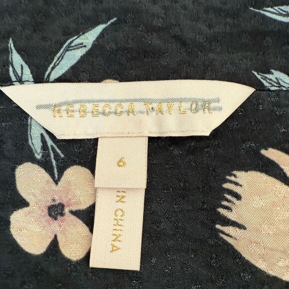 Rebecca Taylor Daniella silk blend dress Black Pink Floral Print size 6 - Picture 5 of 9